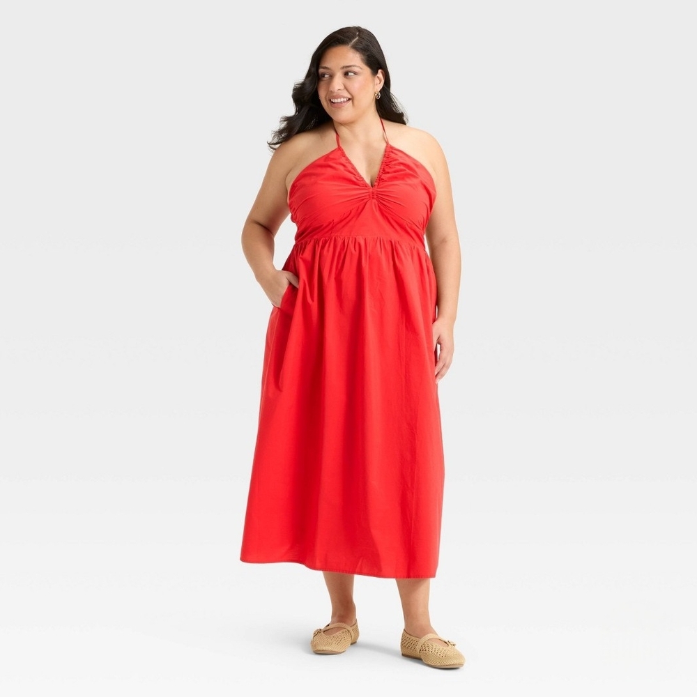 Women's Maxi Halter A-Line Dress - Universal Thread Red 2X - Picture 1 of 3